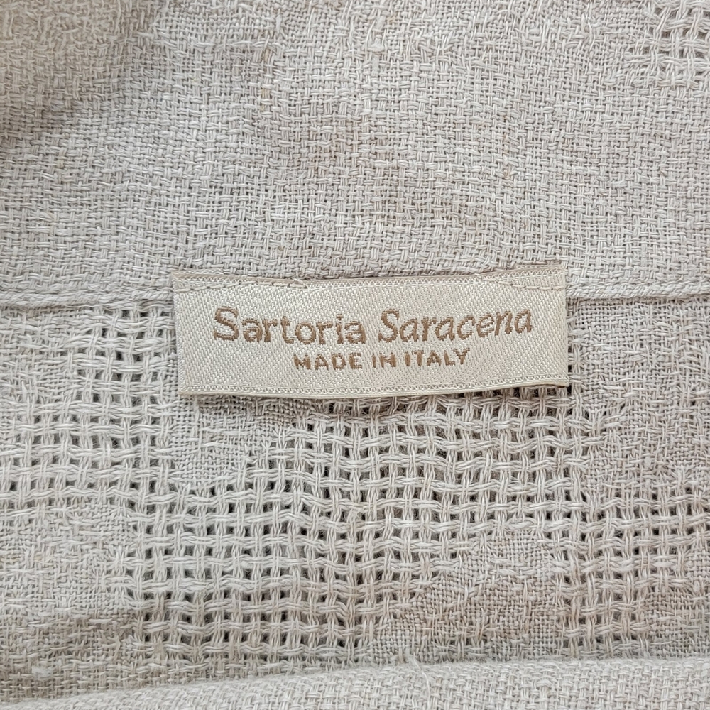 Sartoria Saracena Made in Italy Linen Boxy Tab Sleeve Top - Picture 6 of 13
